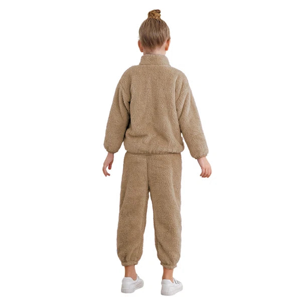 Kids Boys Girls Homewear Long Sleeve Outfits Zipper Pajama Set Comfy Sleepwear