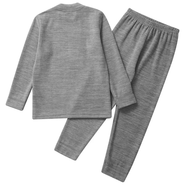 Girls Boys Pajamas Unisex Base Layer Suit Mock Neck Thermal Underwear Set Warm