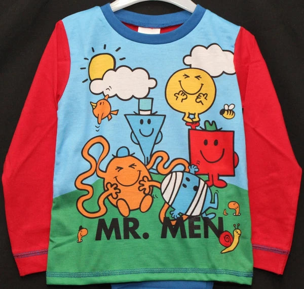 MR MEN Boys Pyjamas/ Red & Blue Long-Sleeved PJs Sizes 18 Months-5 Years