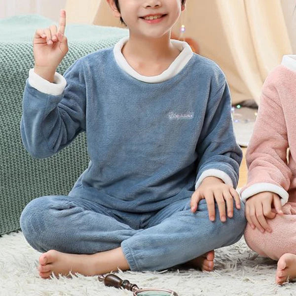 Girls Boys Pajamas Suit Long Sleeve Tops with Pants Sleepwear Winter Nightwear