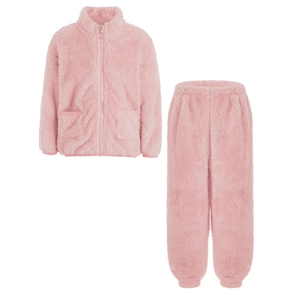 Kids Boys Girls Homewear Long Sleeve Outfits Zipper Pajama Set Comfy Sleepwear