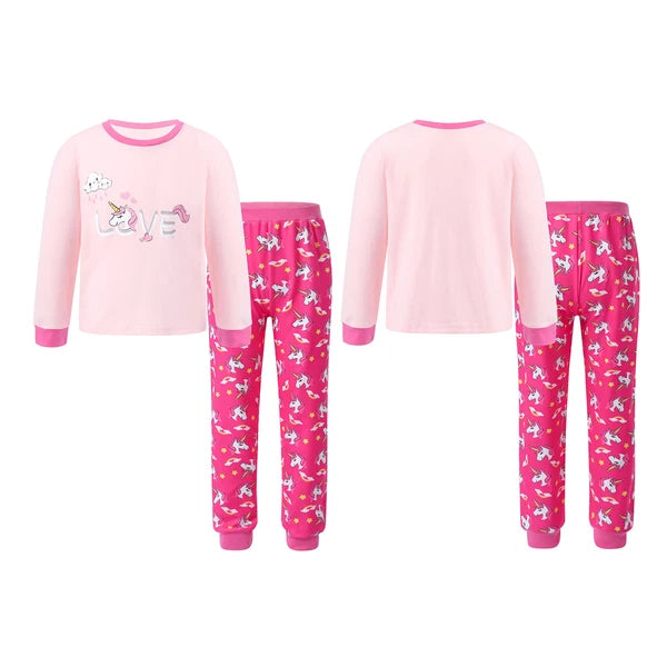 Kids Boys Girls Tees Long Sleeve Top Bear Print Sleepwear Pajamas Loungewear