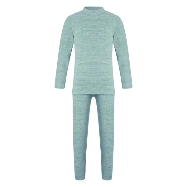 Girls Boys Pajamas Unisex Base Layer Suit Mock Neck Thermal Underwear Set Warm