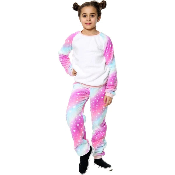 Kids Pink Galaxy Print Pyjamas Costume For Girls Age 5-13 Years
