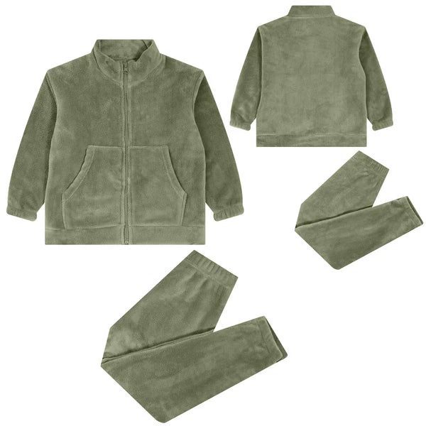 Kids Pajama Set Flannel Nightwear Soft Sleepwear Long Sleeve Homewear Fuzzy