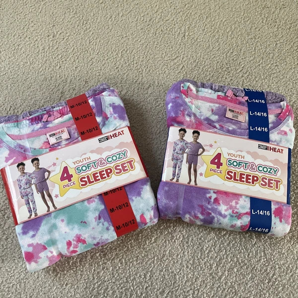 32 Degrees Youth 4-piece Pajama Set (Purple ,M-L)