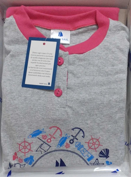 Child's pajamas nightwear long sleeve in cotton jersey Baby Sail