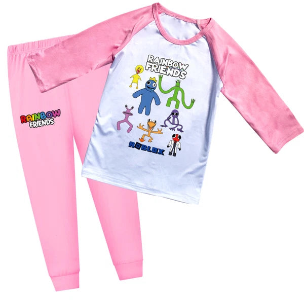 Children's Rainbow Friends Pajama Cotton Top+Pants Pajama Set Gift Birthday