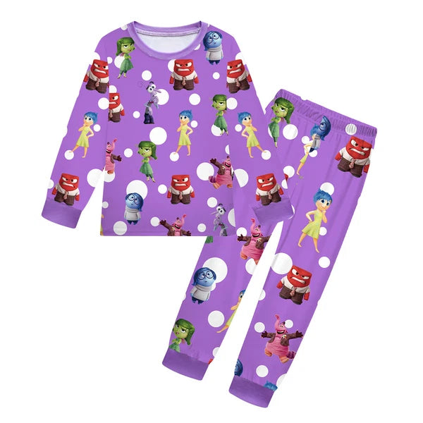 Kids Inside Out 2 Pajamas 2pcs Cartoon Long-sleeved Pyjamas Long Pyjama Pant Set