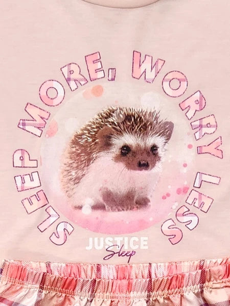 Justice Girls Pink & Purple "Sleep More, Worry Less" Pajama Sleep Set