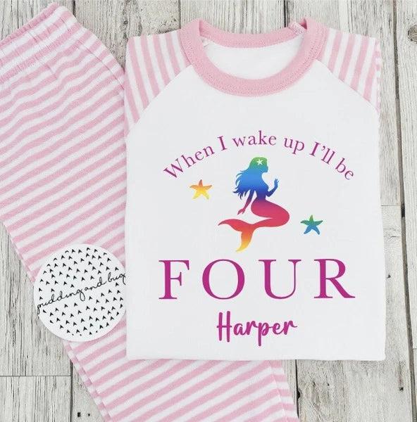 personalised girls mermaid birthday pyjamas when i wake up I Will Be  1-10