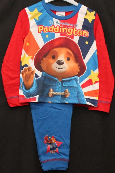 PADDINGTON BEAR Boy's Pyjamas /Blue & Red PADDINGTON PJs Sizes 18 Months-5 Years