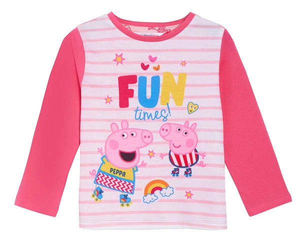 Girls Peppa Pig Pyjamas Kids Luxury Classic Peppa Pink Full Length Long Pjs Set