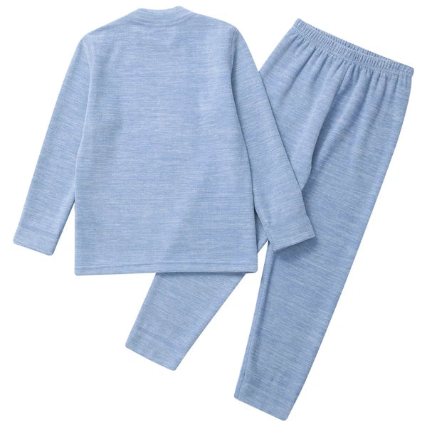 Girls Boys Pajamas Unisex Base Layer Suit Mock Neck Thermal Underwear Set Warm