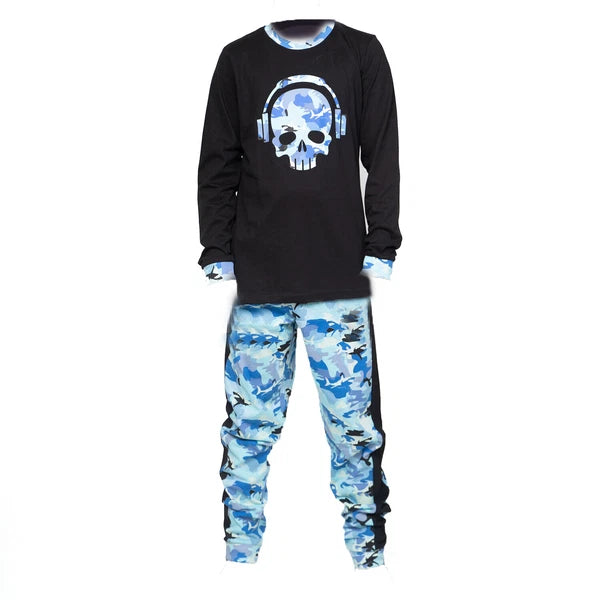 Kids Unisex Boys Girls Long Camo Cotton Gamer Gaming Pyjamas PJ Sets 5-13 Years