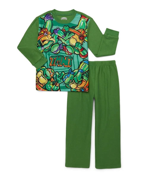Nickelodeon Teenage Mutant Ninja Turtles Boys Character Flannel Green Pajama Set