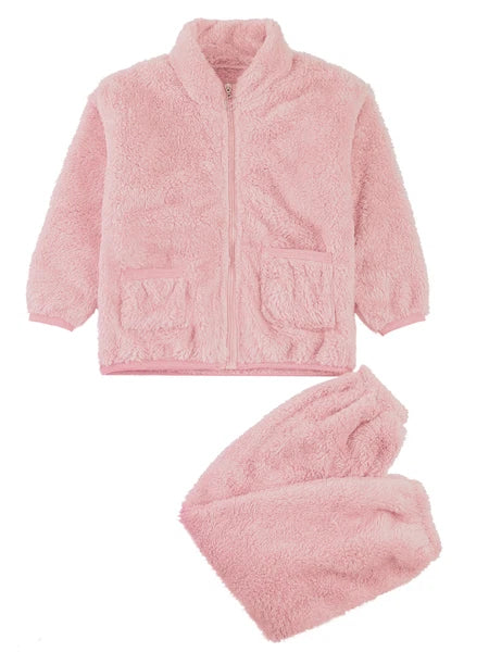 Kids Boys Girls Homewear Long Sleeve Outfits Zipper Pajama Set Comfy Sleepwear