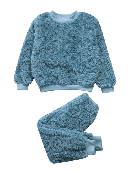 Kids Set Warm Pajamas Stand Collar Sleepwear Long Sleeve Nightwear Sleep Fancy