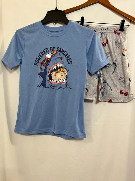 NEW Wonder Nation Boys Shark Blue Short Sleeve Shorts Pajama Set U pick Sizes