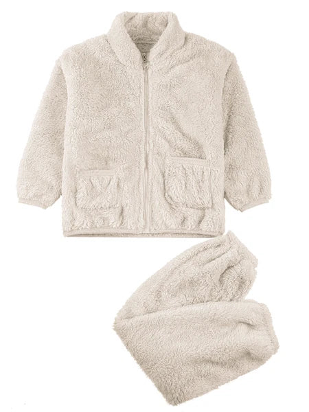 Kids Boys Girls Homewear Long Sleeve Outfits Zipper Pajama Set Comfy Sleepwear