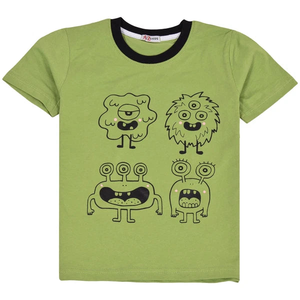 Kids Girls Boys Monster Pyjamas 2 Piece Cotton Set Age 5-13 Year