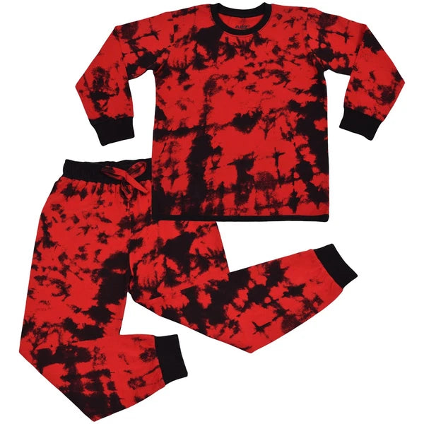 Kids Girls Boys Red Nose Day Pyjamas 2 Piece Tie Dye Set Cotton PJS Nightwear