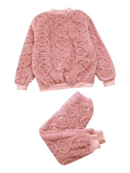 Kids Set Warm Pajamas Stand Collar Sleepwear Long Sleeve Nightwear Sleep Fancy