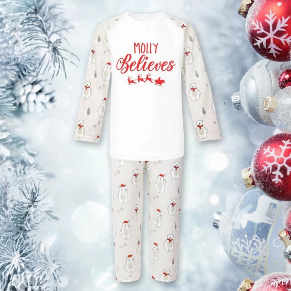 Personalised Christmas Pyjamas PJs Set  Eve Xmas Kids Children's