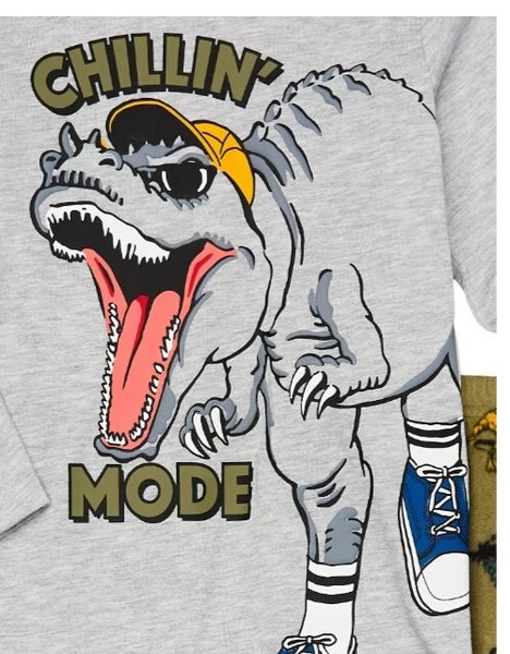 Wonder Nation Boys Dino Long Sleeve Top and Pants 2-Pc Sleep Set Sz M L 8 10 12