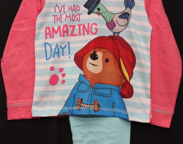 PADDINGTON BEAR Girl's Pyjamas / Pink & Blue PJs Sizes 18 Months - 5 Years