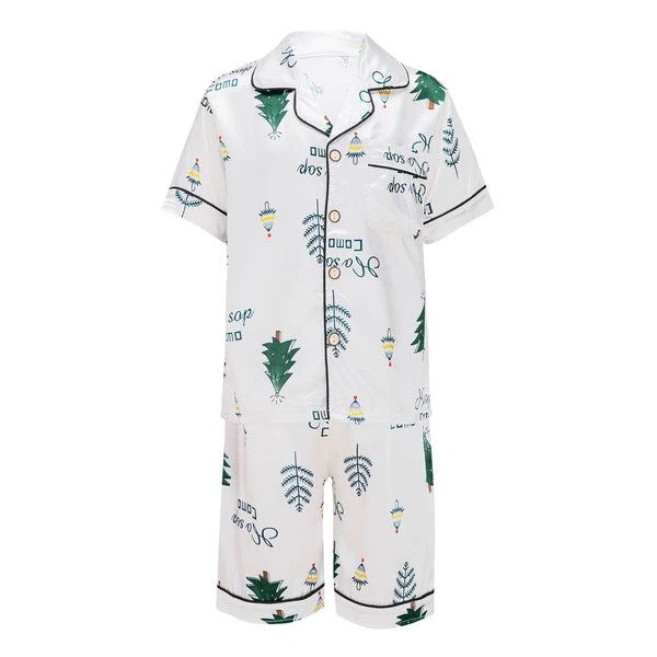 Boys Girls Pajamas Set Sleepwear Button Closure Top Shorts Nightwear Loungewear