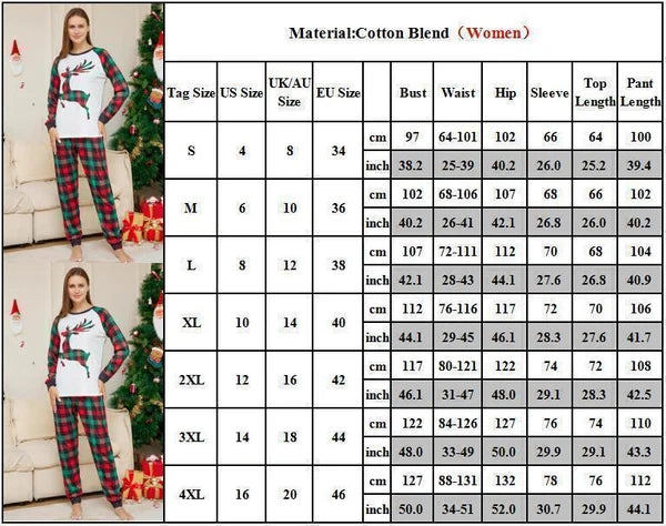 2025 Christmas Deer Grid Print Family Pyjamas Kids Adults Nightwear Pajamas Set*