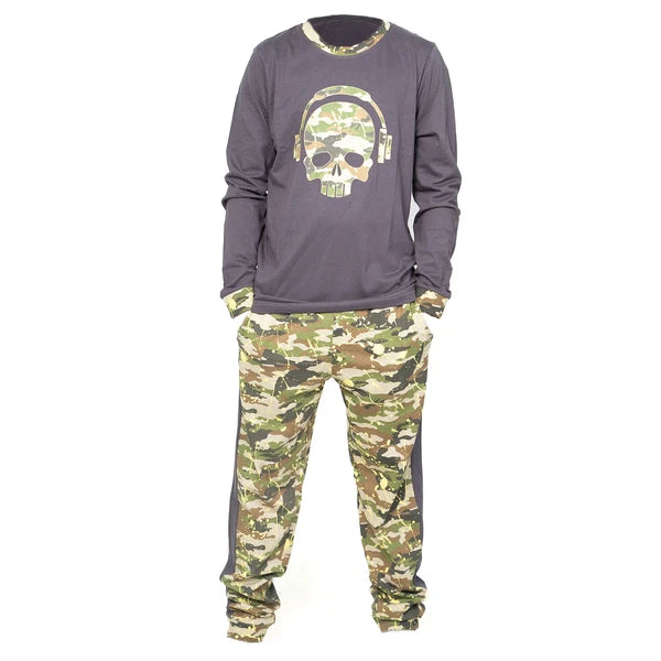 Kids Unisex Boys Girls Long Camo Cotton Gamer Gaming Pyjamas PJ Sets 5-13 Years