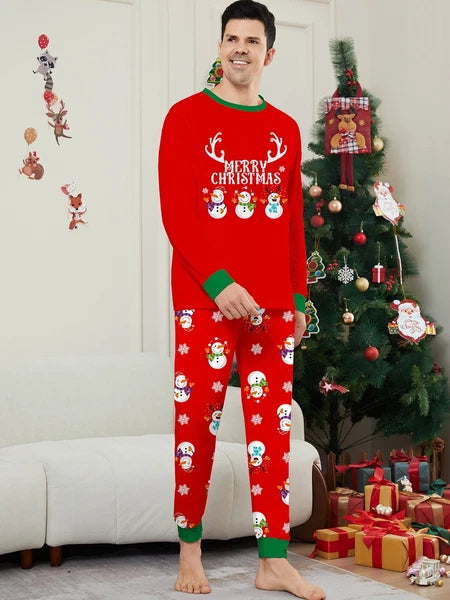Family Matching Christmas Snowman Pyjamas Adult Kids Xmas Nightwear Pjs Set
