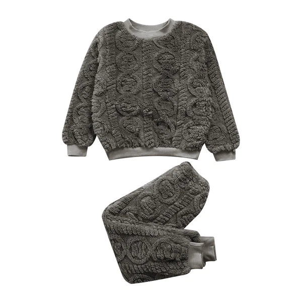 Kids Set Warm Pajamas Stand Collar Sleepwear Long Sleeve Nightwear Sleep Fancy