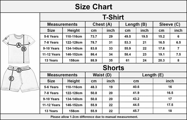 Kids Girls Boys Pyjamas Game Over Contrast Top Shorts 2 Piece PJS Sleepwear Set