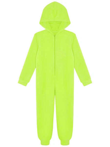 Unisex Kids Fleece Hooded Jumpsuit for Boys Girls Zip-up One Piece Pjs Sleepwear