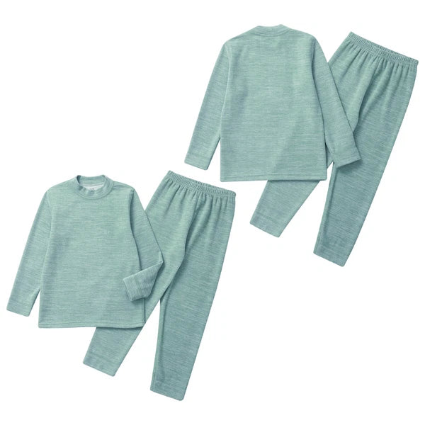 Girls Boys Pajamas Unisex Base Layer Suit Mock Neck Thermal Underwear Set Warm