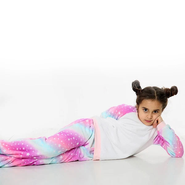 Kids Pink Galaxy Print Pyjamas Costume For Girls Age 5-13 Years