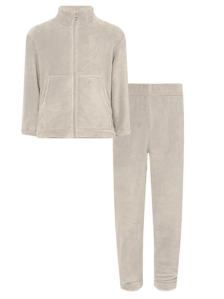 Kids Nightwear Warm Pajama Set Comfy Sleepwear Zipper Homewear 2 Piece Outfits