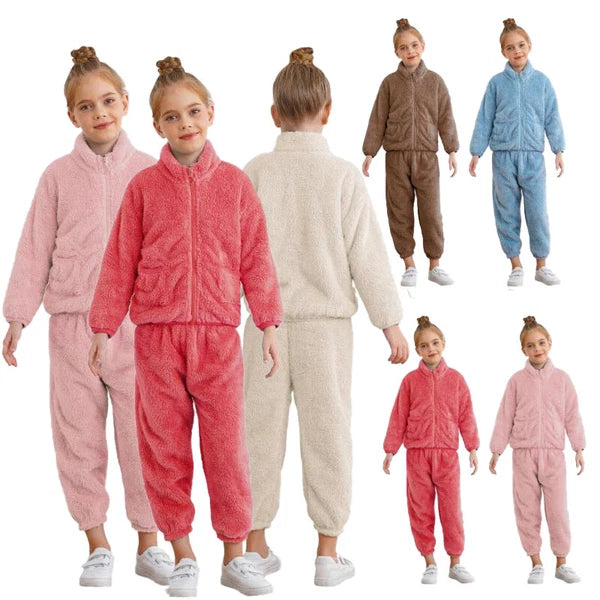 Kids Boys Girls Outfits Warm Homewear Flannel Pajama Set Clothing Sleepwear