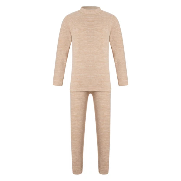 Girls Boys Pajamas Unisex Base Layer Suit Mock Neck Thermal Underwear Set Warm