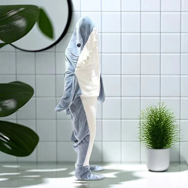 Cute Shark Warm Hoodie Cartoon Pajamas Blanket Sleeping Bag Costume Sleepwear