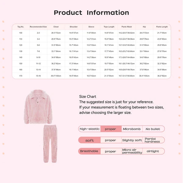 Kids Set Casual Pajamas Winter Sleepwear Elastic Waistband Top With Long Pants