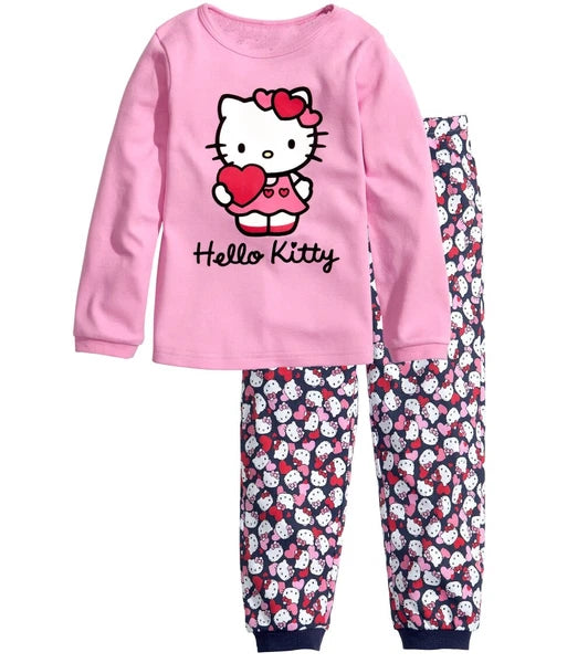 NEW Disney Cartoon Print Girls Long Sleeve 2-Piece Set Pajama