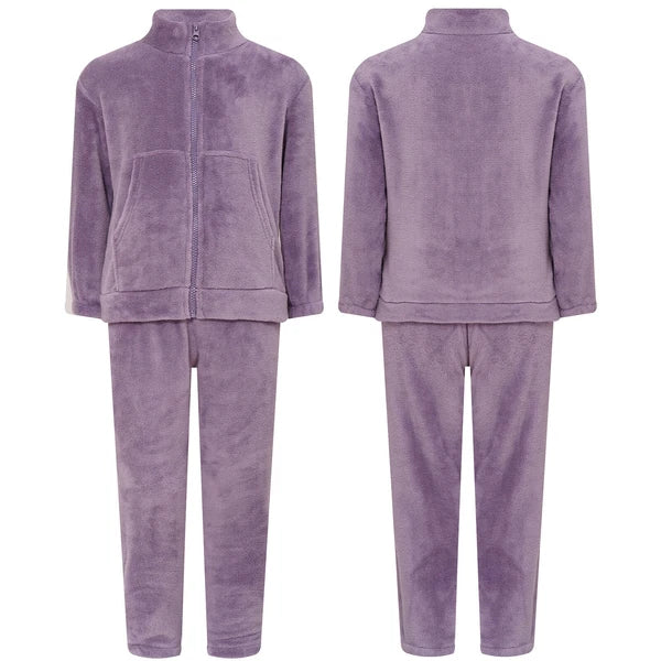 Kids Pajama Set Flannel Nightwear Soft Sleepwear Long Sleeve Homewear Fuzzy