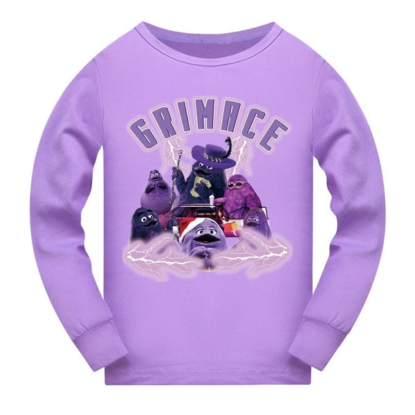 Children's Grimace Purple Print Fashionable Pajamas Casual Suit Daily Gift Hot