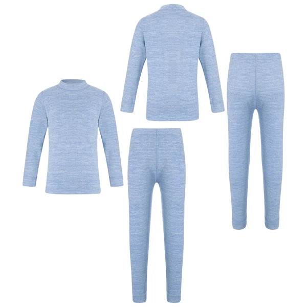 Girls Boys Pajamas Unisex Base Layer Suit Mock Neck Thermal Underwear Set Warm