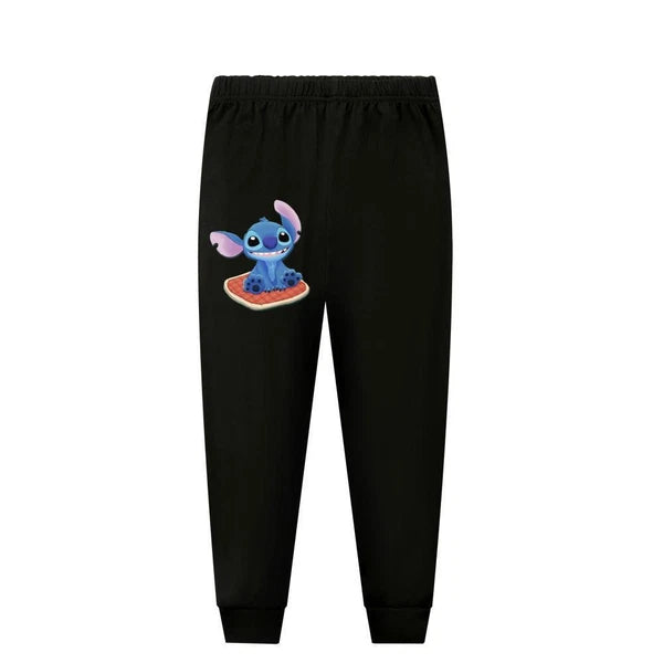 Stitch 5-13 Year Old Girls' Pajama Set, Boys' Cartoon Round Neck Long Sleeve Set