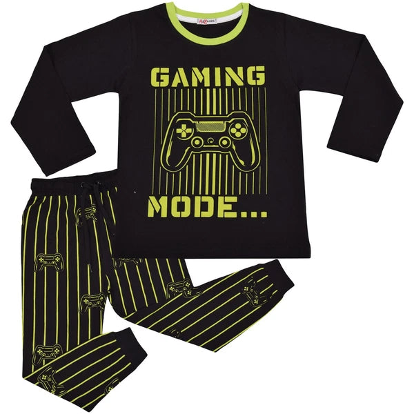 A2Z 4 Kids Gaming Mode Lime Pyjama Set Contrast T Shirt Sleepwear Pyjamas